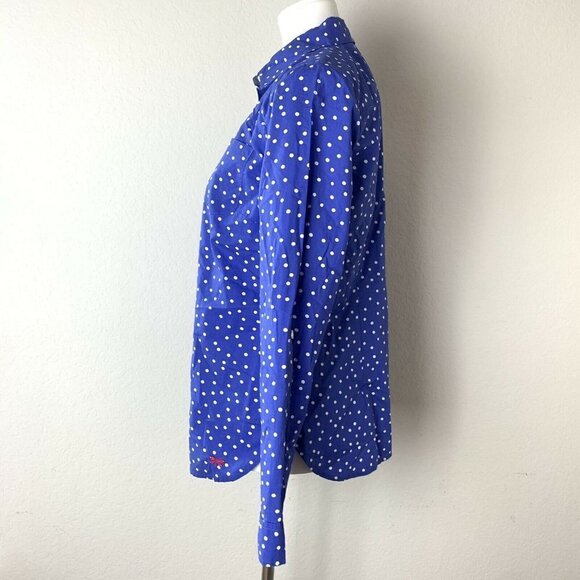 Talbots Blue White Polka Dot Button Down Shirt - Picture 3 of 6